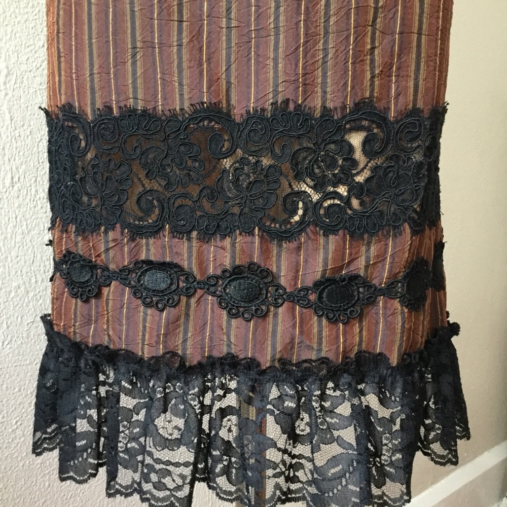 Nanette Lepore Striped Lace Detail Skirt 6 - Picture 4 of 7